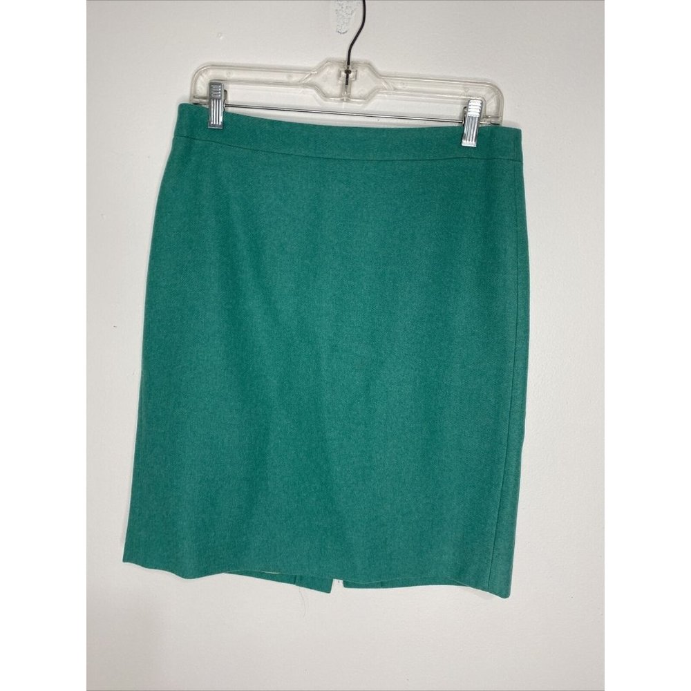 J Crew The Pencil Skirt Sz 6 Wool Green Lined Knee Length Straight Wiggle